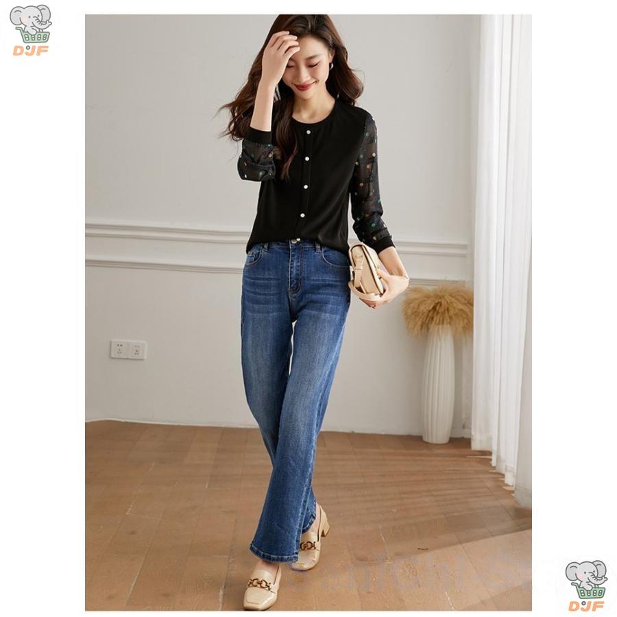 【人気商品】ブラウス ニットス 切り替え カーディガン 秋 レディース 長袖 インナー ニット ブラウス チュニック ス |  | 01