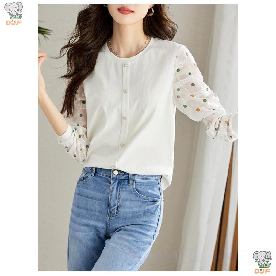 【人気商品】ブラウス ニットス 切り替え カーディガン 秋 レディース 長袖 インナー ニット ブラウス チュニック ス |  | 06