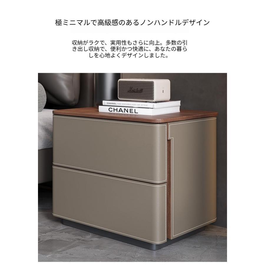 無垢材】ベッドサイドテーブル ナイトスタンド 収納キャビネット 3段 