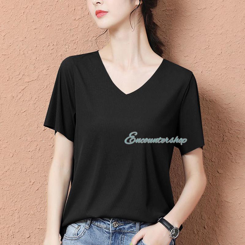 爆売中 夏新作 接触冷感tシャツ レディース Tシャツ 接触冷感 冷感Tシャツ Vネック 半袖 無地tシャツ カットソー トップス ゆったり セール |  | 07