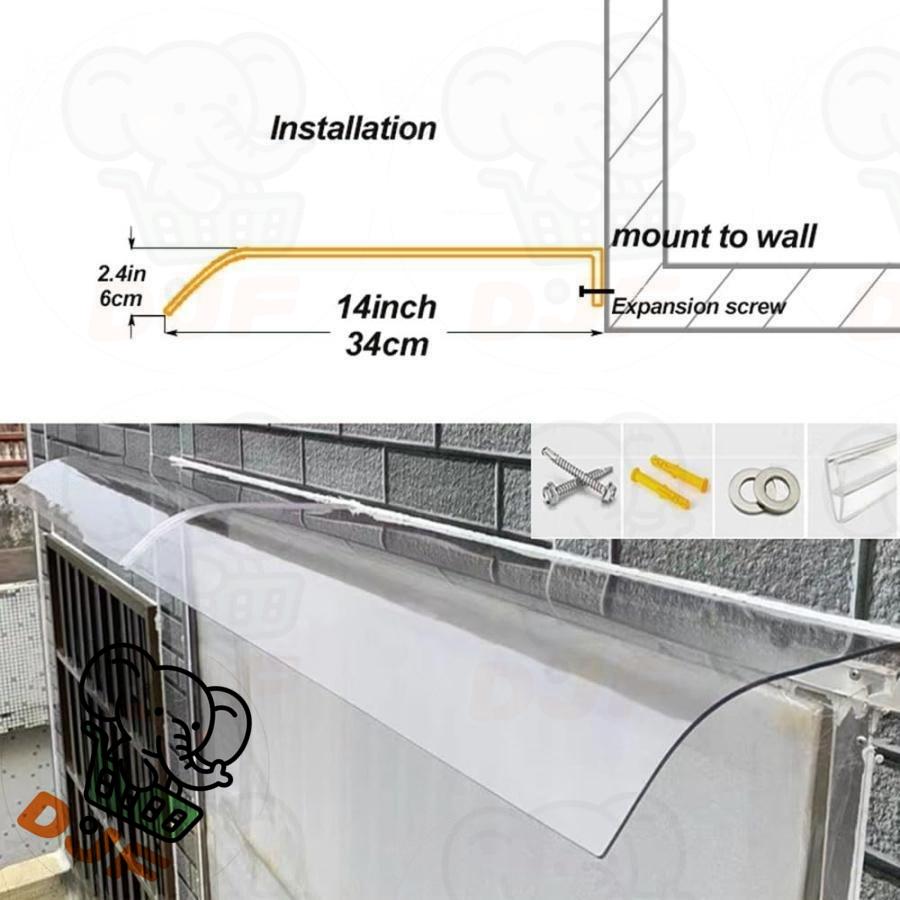 幅40cm - 500cm ひさし屋根 庇 後付け 雨除けひさし小型屋根ひさし 窓雨よけ テラスひさしベランダ小屋庇 雨雪保護 長方形 接続部品易清? |  | 06