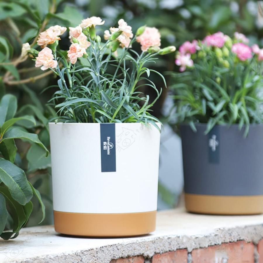 北欧 大型 プラスチック鉢 フラワーポット 植木鉢 オシャレ シンプル 樹脂製 底面給水鉢 大きい 沢山の排水穴付き L 多種サイズ/ |  | 02