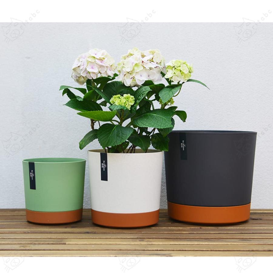 北欧 大型 プラスチック鉢 フラワーポット 植木鉢 オシャレ シンプル 樹脂製 底面給水鉢 大きい 沢山の排水穴付き L 多種サイズ/ |  | 04