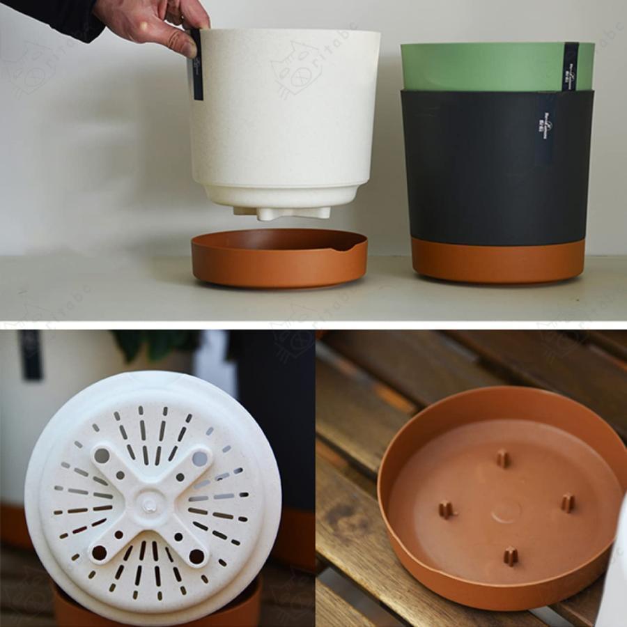 北欧 大型 プラスチック鉢 フラワーポット 植木鉢 オシャレ シンプル 樹脂製 底面給水鉢 大きい 沢山の排水穴付き L 多種サイズ/ |  | 05