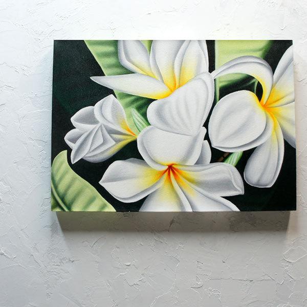 絵画 バリ絵画 アートフラワー 花 プルメリア フランジパニ パネル 