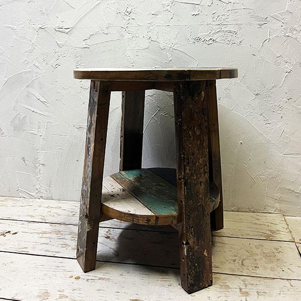 アジアン家具 オールドチーク チーク カフェテーブル コーヒーテーブル テーブル イス 丸椅子 木製 チーク 古木 腰掛け 船 |  | 05