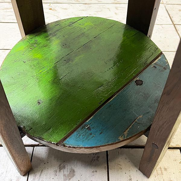 アジアン家具 オールドチーク チーク カフェテーブル コーヒーテーブル テーブル イス 丸椅子 木製 チーク 古木 腰掛け 船 |  | 01