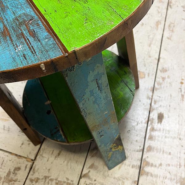 アジアン家具 オールドチーク チーク カフェテーブル コーヒーテーブル テーブル イス 丸椅子 木製 チーク 古木 腰掛け 船 |  | 02