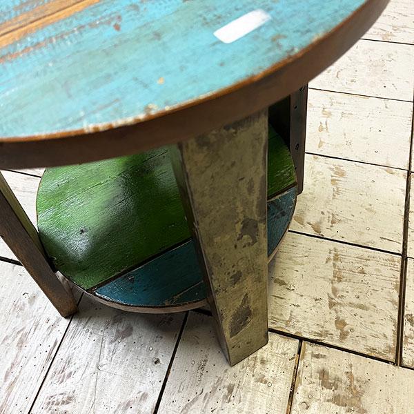 アジアン家具 オールドチーク チーク カフェテーブル コーヒーテーブル テーブル イス 丸椅子 木製 チーク 古木 腰掛け 船 |  | 04