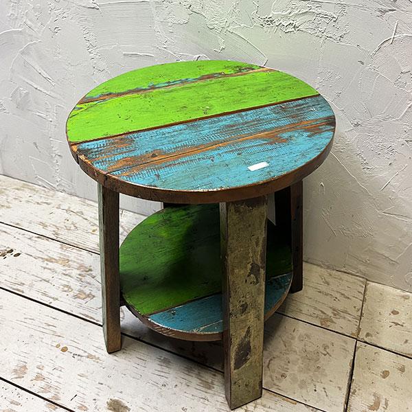 アジアン家具 オールドチーク チーク カフェテーブル コーヒーテーブル テーブル イス 丸椅子 木製 チーク 古木 腰掛け 船 |  | 07