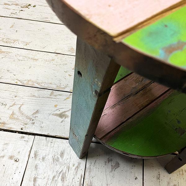 アジアン家具 オールドチーク チーク カフェテーブル コーヒーテーブル テーブル イス 丸椅子 木製 チーク 古木 腰掛け 船 |  | 05