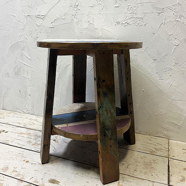 アジアン家具 オールドチーク チーク カフェテーブル コーヒーテーブル テーブル イス 丸椅子 木製 チーク 古木 腰掛け 船 |  | 07