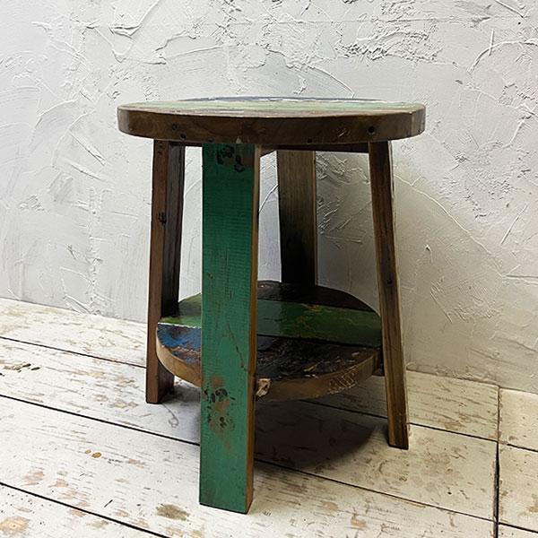 アジアン家具 オールドチーク チーク カフェテーブル コーヒーテーブル テーブル イス 丸椅子 木製 チーク 古木 腰掛け 船 |  | 06