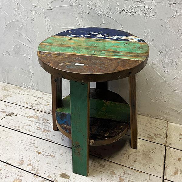 アジアン家具 オールドチーク チーク カフェテーブル コーヒーテーブル テーブル イス 丸椅子 木製 チーク 古木 腰掛け 船 |  | 07