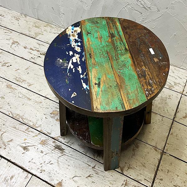 アジアン家具 オールドチーク チーク カフェテーブル コーヒーテーブル テーブル イス 丸椅子 木製 チーク 古木 腰掛け 船 |  | 08