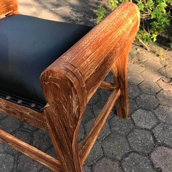 アジアン家具　オールドチーク チーク 椅子 クラブスツール 古木 木製 アンティーク 無垢 イス レザー モダン バリ家具 ウッド おしゃれ |  | 02