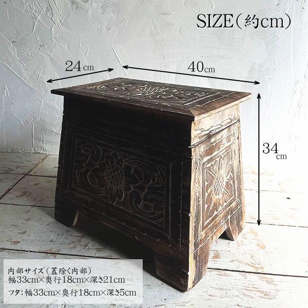 アジアン家具 収納スツール 収納ボックス 花柄 アウトレット