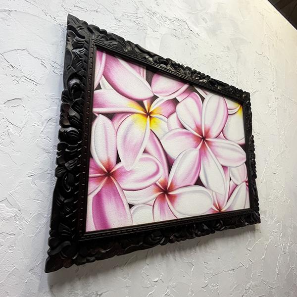 絵画 バリ絵画 花 プルメリア フランジパニ 額入り 額付 パネルアート モダンアート アートフレーム 壁掛け 壁飾り |  | 02