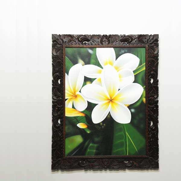 バリ絵画 プルメリアの花の絵画 大きな木製フレーム付き 103×83 楽天市場】3つの絵でひとつのアートとして完成する プルメリア