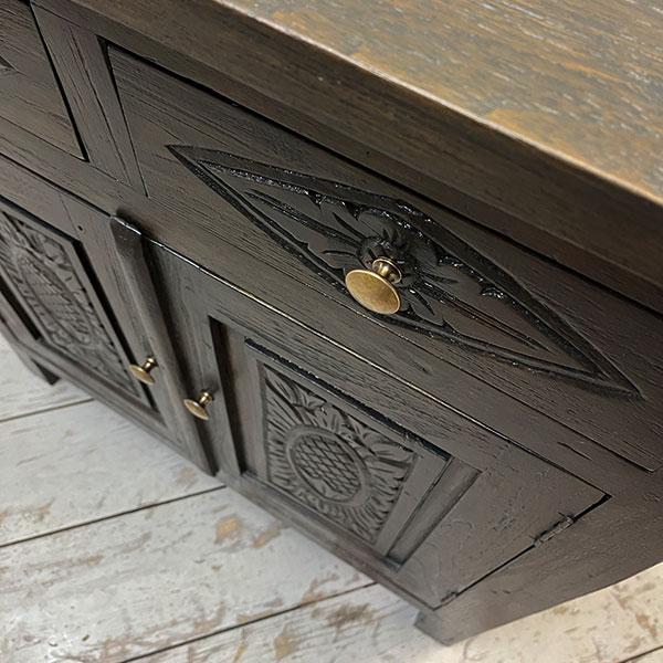 アジアン家具 キャビネット 木製 アンティーク チーク チェスト オールドチーク 古木 アジアン 家具 無垢 彫刻 収納棚 おしゃれ |  | 05