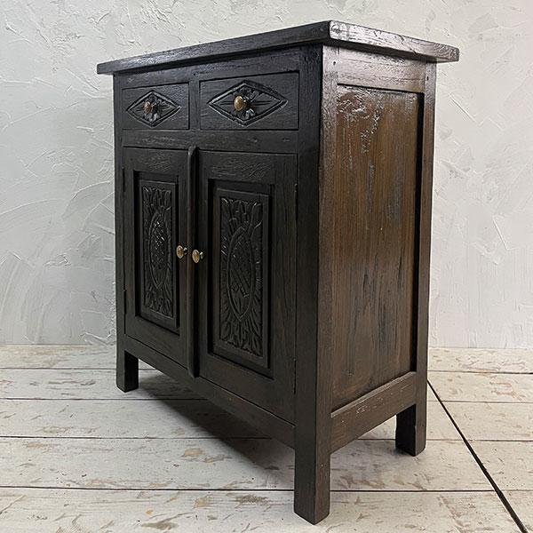 アジアン家具 キャビネット 木製 アンティーク チーク チェスト オールドチーク 古木 アジアン 家具 無垢 彫刻 収納棚 おしゃれ |  | 06