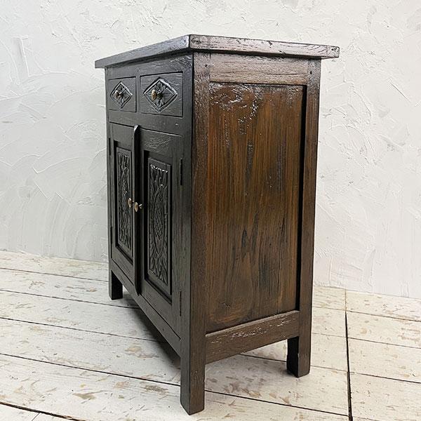 アジアン家具 キャビネット 木製 アンティーク チーク チェスト オールドチーク 古木 アジアン 家具 無垢 彫刻 収納棚 おしゃれ |  | 08
