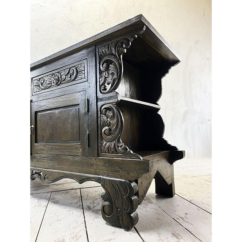 アジアン家具 キャビネット 木製 アンティーク チーク チェスト オールドチーク 古木 アジアン 家具 無垢 彫刻 収納棚 おしゃれ |  | 02