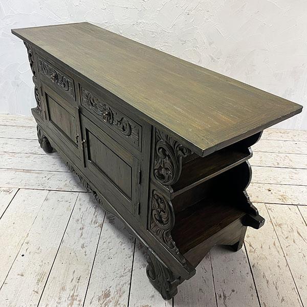 アジアン家具 キャビネット 木製 アンティーク チーク チェスト オールドチーク 古木 アジアン 家具 無垢 彫刻 収納棚 おしゃれ |  | 03