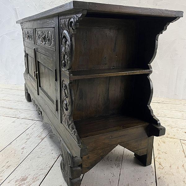 アジアン家具 キャビネット 木製 アンティーク チーク チェスト オールドチーク 古木 アジアン 家具 無垢 彫刻 収納棚 おしゃれ |  | 04