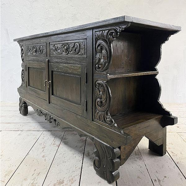 アジアン家具 キャビネット 木製 アンティーク チーク チェスト オールドチーク 古木 アジアン 家具 無垢 彫刻 収納棚 おしゃれ |  | 05