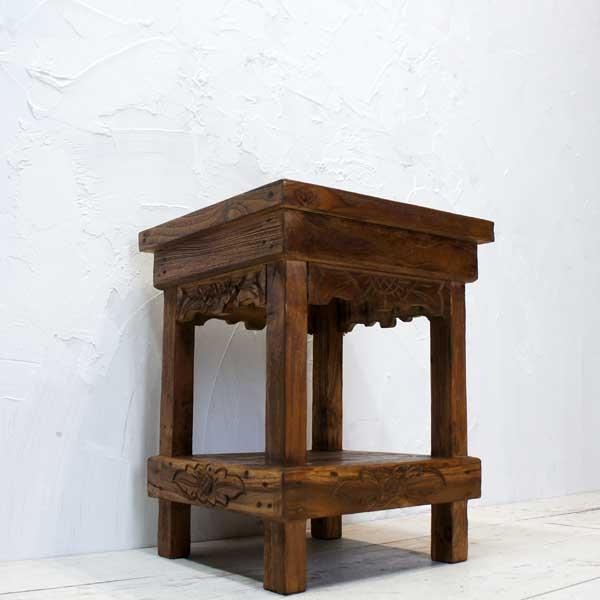 アジアン家具 オールドチーク チーク 椅子 スツール 花台 ラック 飾り台 古木 木製 アンティーク 無垢 イス おしゃれ |  | 07