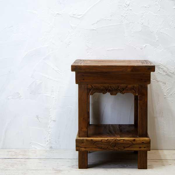 アジアン家具 オールドチーク チーク 椅子 スツール 花台 ラック 飾り台 古木 木製 アンティーク 無垢 イス おしゃれ |  | 08