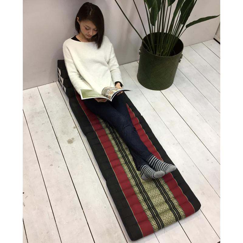 三角枕 タイ 三角 クッション 枕 4段 マット3枚 象柄 茶 座椅子 昼寝