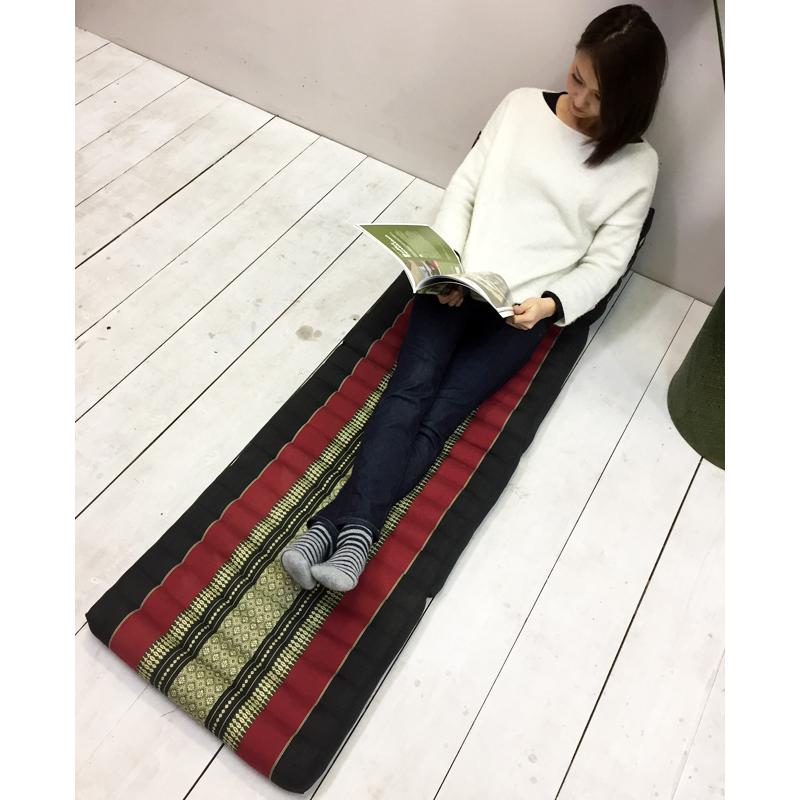 三角枕 タイ 三角 クッション 枕 4段 マット3枚 象柄 オレンジ 座椅子