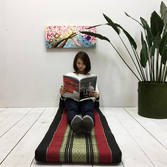 三角枕 タイ 三角 クッション 枕 4段 マット3枚 象柄 茶赤  座椅子 昼寝 ごろ寝 マット アジアン |  | 11