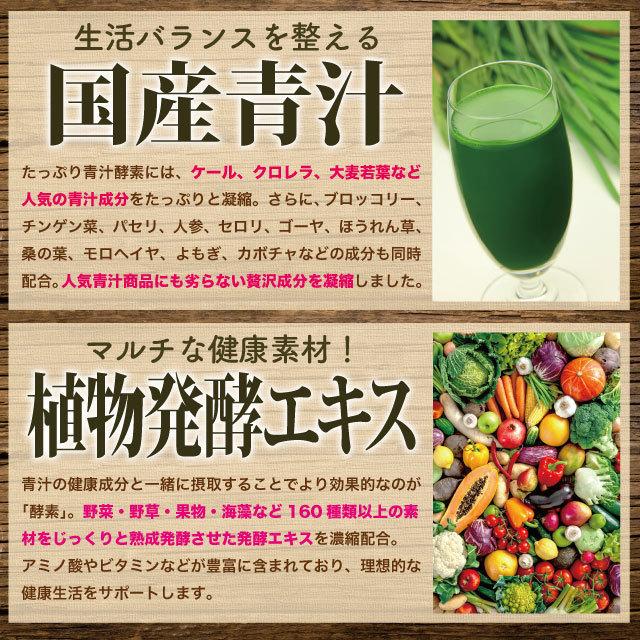 青汁 サプリ 酵素 ダイエット 約1ヶ月分 ケール クロレラ 大麦若葉 スピルリナ コラーゲン ファスティング 女性 男性 ネコポス 送料無料｜begrace｜03