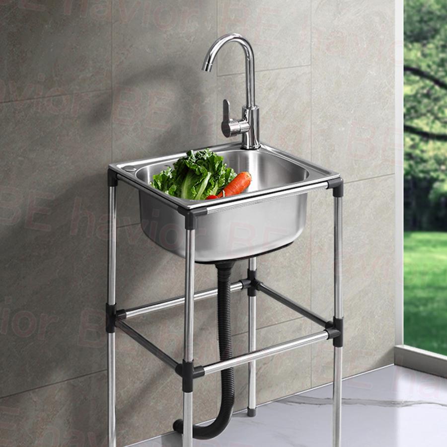 流し台 簡易式 ステンレス製 キッチン シンク ゴミ受け ガーデン 水回り 野菜洗い 屋外 庭 農園 工場 アウトドア キャンプ 排水ホース 蛇口 水栓 無料配送 50 Off