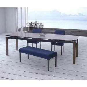 天然木ウォールナット材 デザイン伸縮ダイニングセット WALSTER ウォルスター4点セット(テーブル+チェア2脚+ベンチ1脚)W140-240