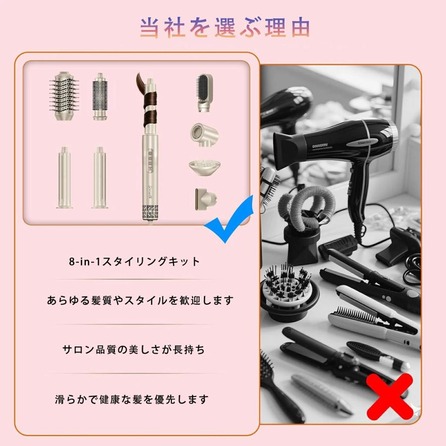 ドライヤー 大風量 【8in1美容セット・ヘアアイロン付】 人気 速乾