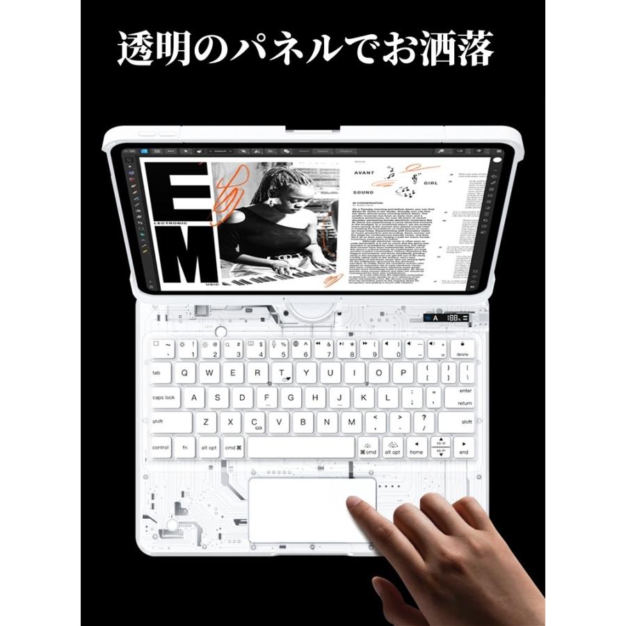 360度回転 iPad キーボードケース 透明 2025 Pro Air 13インチ 360度回転 iPad キーボードケース 透明 2025 Pro Air 13インチ