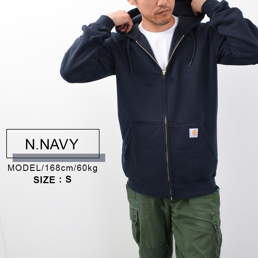 カーハート ジップアップフーディパーカー　スウェット　メンズ2XL　茶　大きめ Carhartt（カーハート） ジップアップパーカー メンズ 裏起毛 大きい