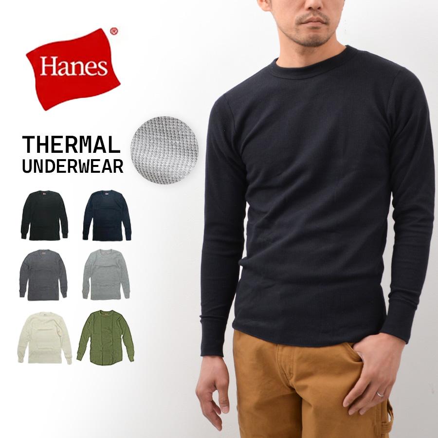 Hanes（ヘインズ） サーマル 長袖 Tシャツ メンズ ロンT ワッフル