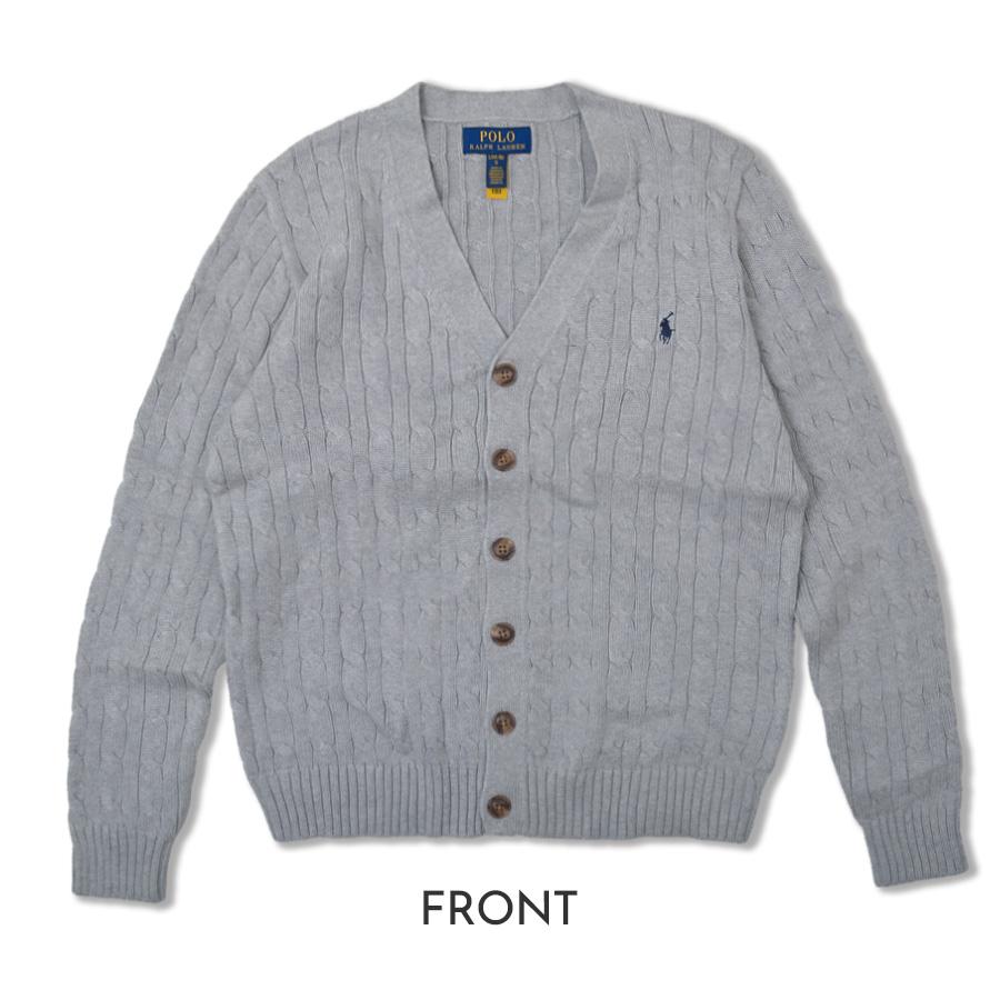 POLO RALPH LAURENグレーコットンクルーネックカーディガンL新品 POLO RALPH LAUREN（ポロ・ラルフローレン） カーディガン コットン