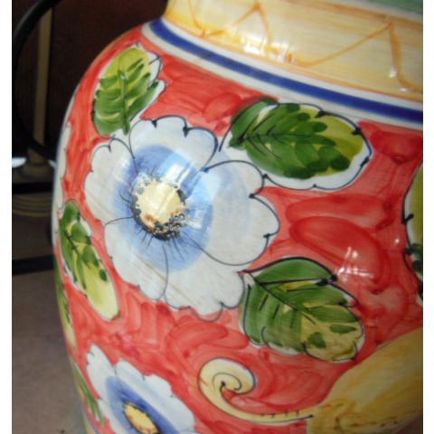 陶器傘立て トールペインティング 手描き柄 フラワー イタリア製