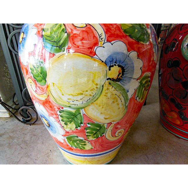 陶器傘立て トールペインティング 手描き柄 フラワー イタリア製