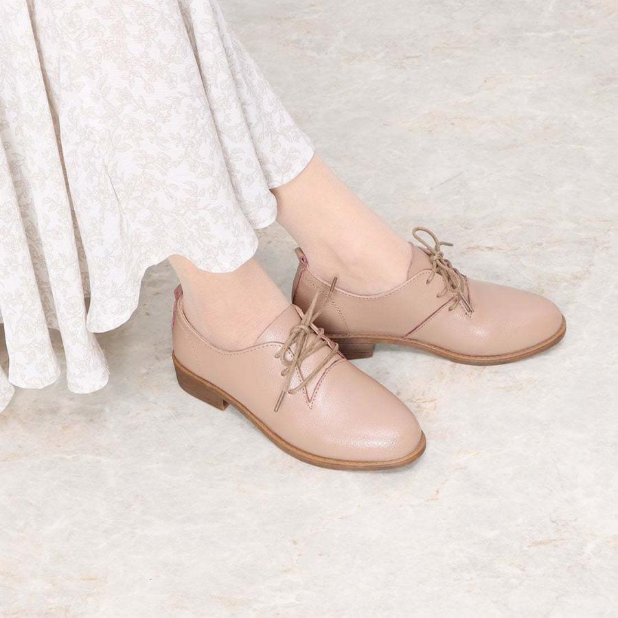 本革レースアップシューズ 6022 ベージュピンク 22 5cm 25cm オールシーズン マニッシュ レースアップ ドレスシューズ ビーインタレスト 公式