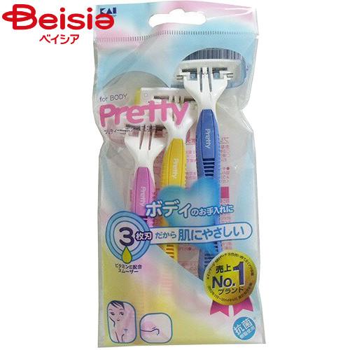 貝印 プリティーボディT字型3枚刃3本入 : ベイシア ヤフー
