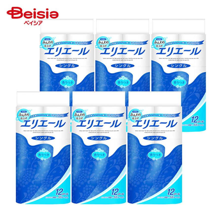 大王製紙 エリエール トイレット12ロール(シングル)55m×6個 | トイレットペーパー 12ロール シングル まとめ買い 長尺 日用品 生活雑貨 家庭用 業務用 エリエー（Yahoo!・ベイシア ヤフーショップ）