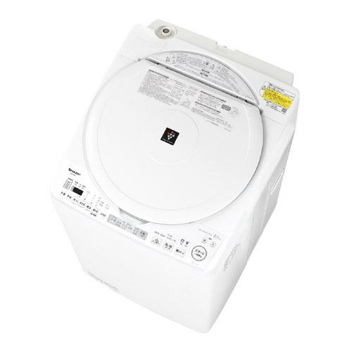 洗濯乾燥機 タテ型 洗濯・脱水容量8kg 乾燥容量4.5kg 穴なし槽 ホワイト系 シャープ ES-TX8K-W SHARP（シャープ） 洗濯乾燥機 タテ型 洗濯・脱水容量8kg 乾燥容量4.5