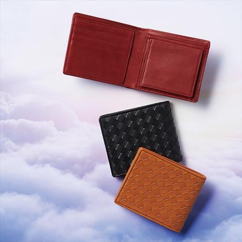 良品工房　日本製編込み二つ折財布　レッド K21102328｜beisiadenki｜02
